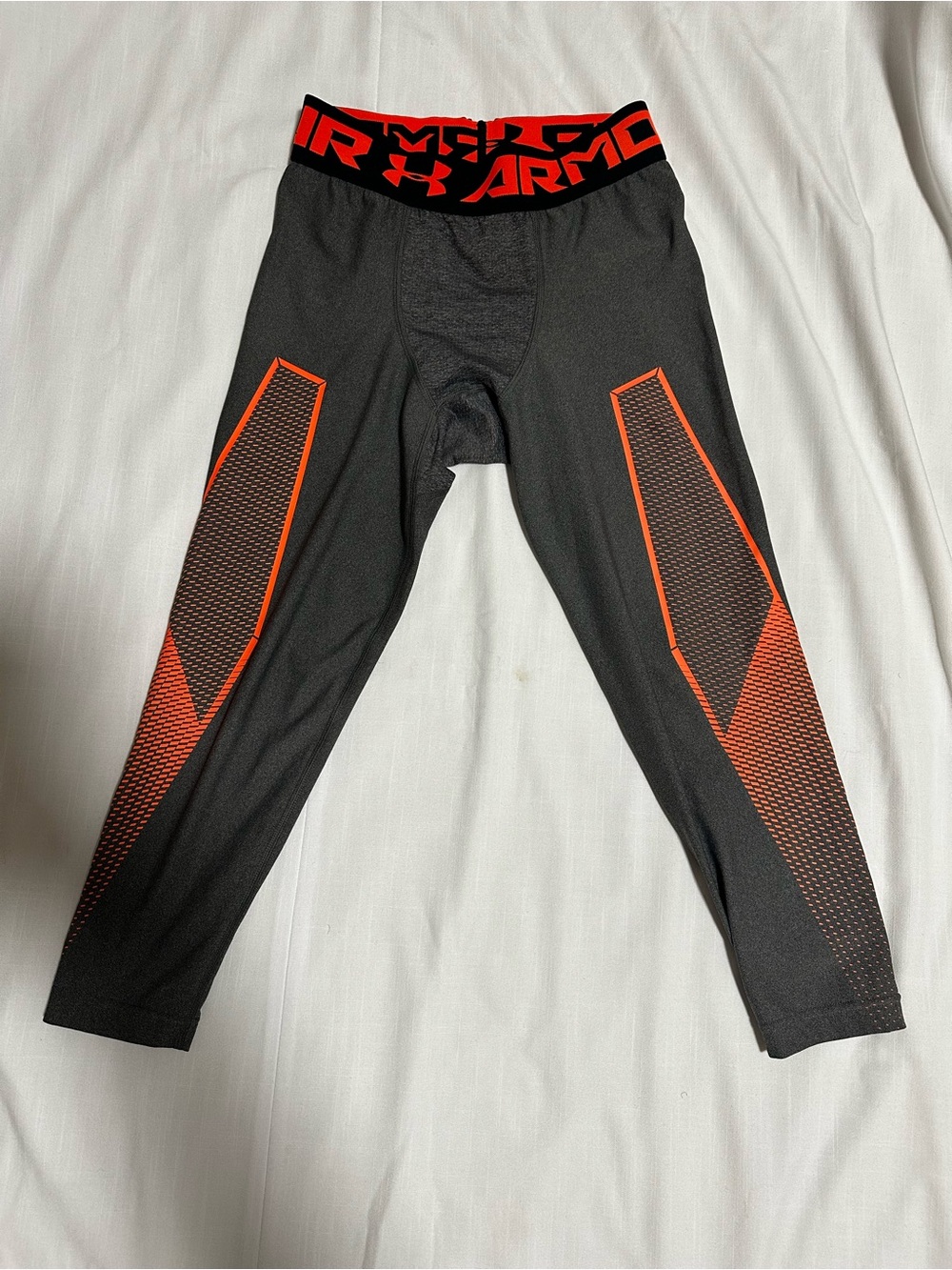 Under Armour Men's Black Compression Leggings with Orange Graphics
